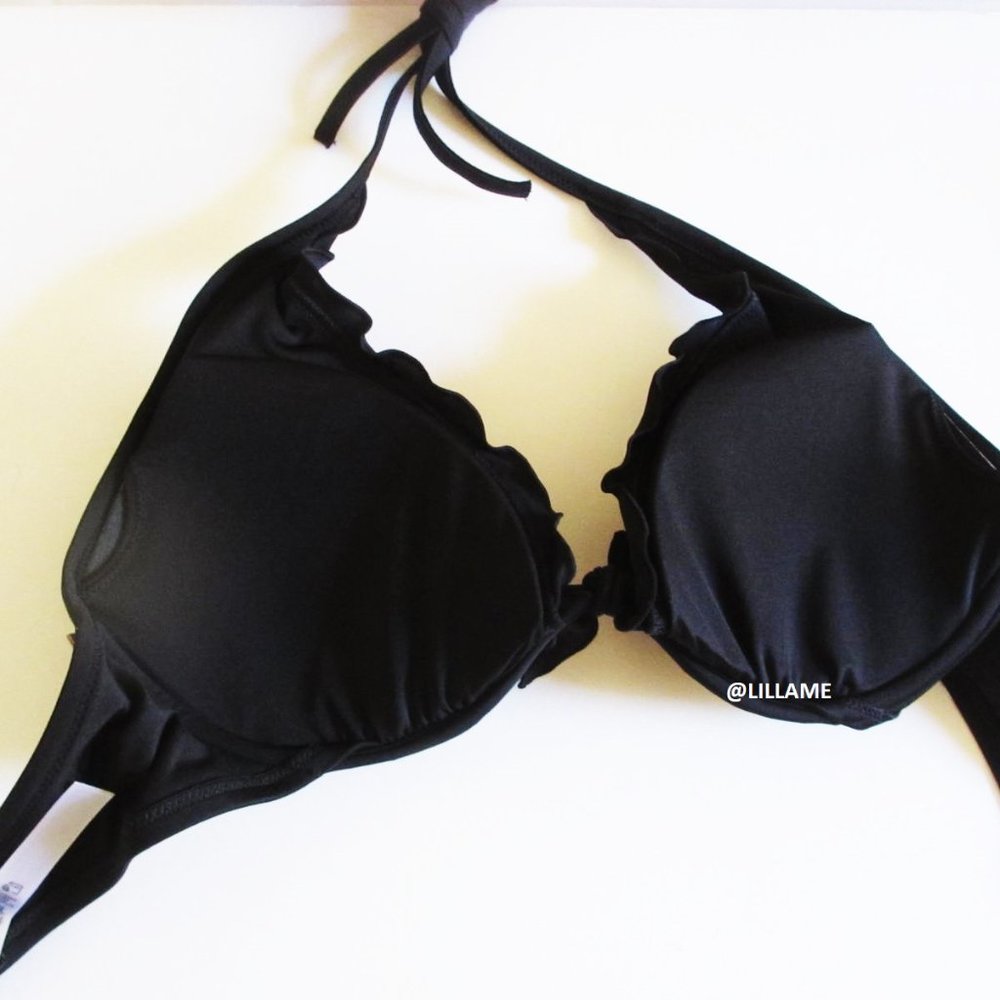 38B VICTORIAS SECRET Ruffle Halter Bikini Swim Top Removable push up padding - Picture 7 of 9
